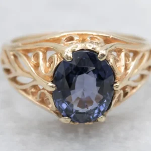 Rosy Gold and Lavendel Sapphire Filigree Ring Engagement or Statement Piece met CE-Keurmerk