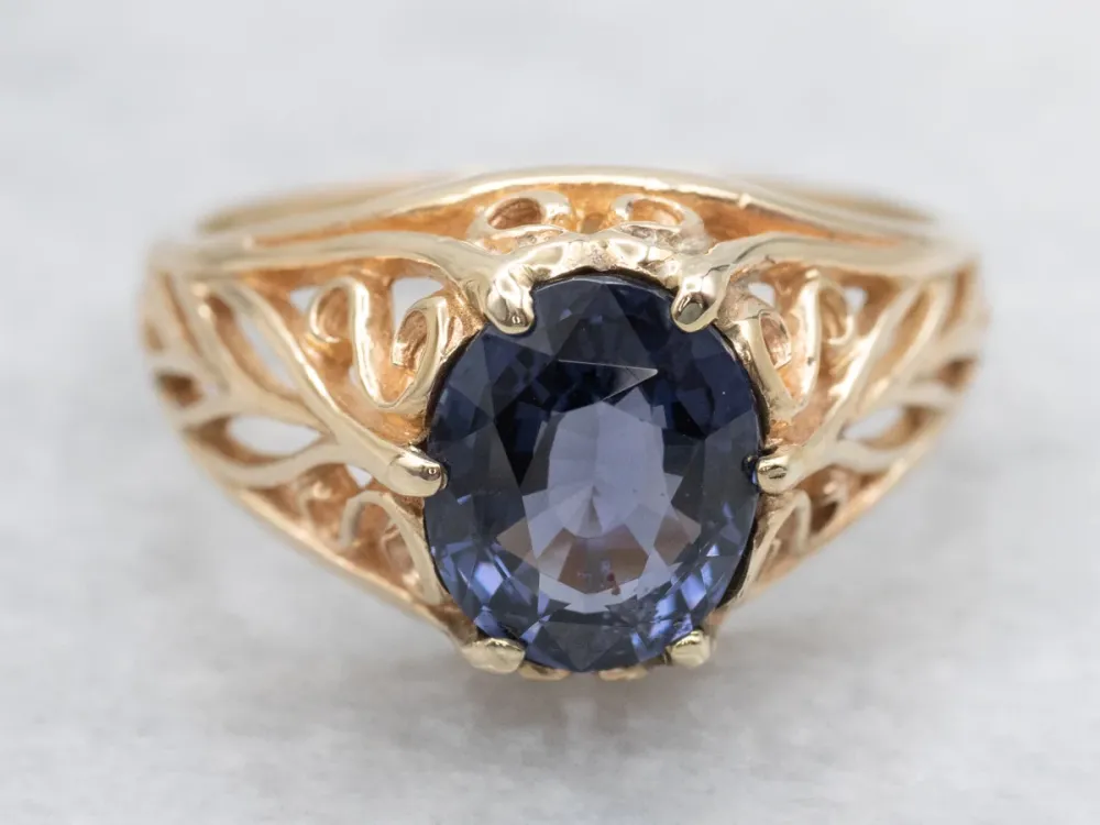 Rosy Gold and Lavendel Sapphire Filigree Ring Engagement or Statement Piece met CE-Keurmerk