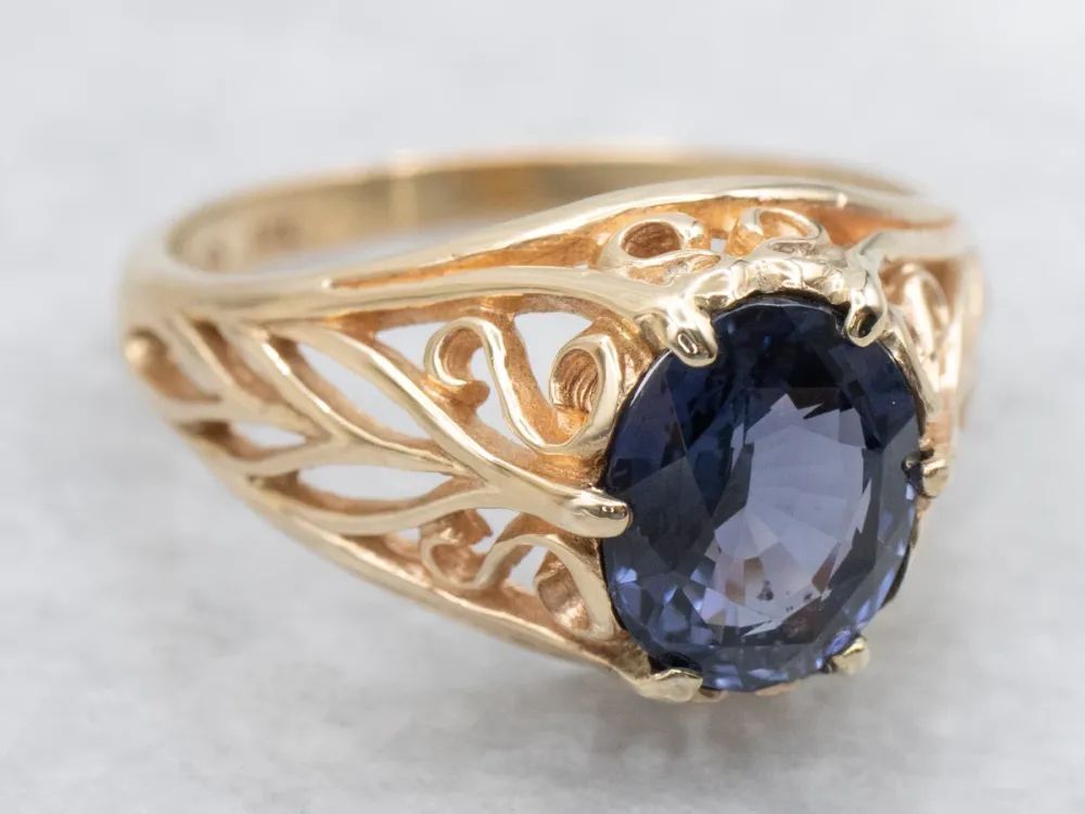 Rosy Gold and Lavendel Sapphire Filigree Ring Engagement or Statement Piece met CE-Keurmerk
