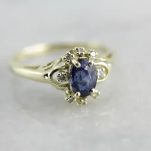 Sapphire Halo Ring Appelgroen Gold