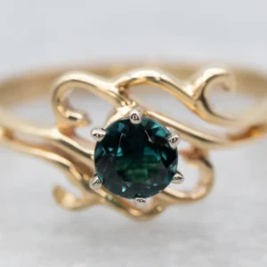 Stunning Citroengeel Gold Indicolite Tourmaline Solitaire Bypass Ring