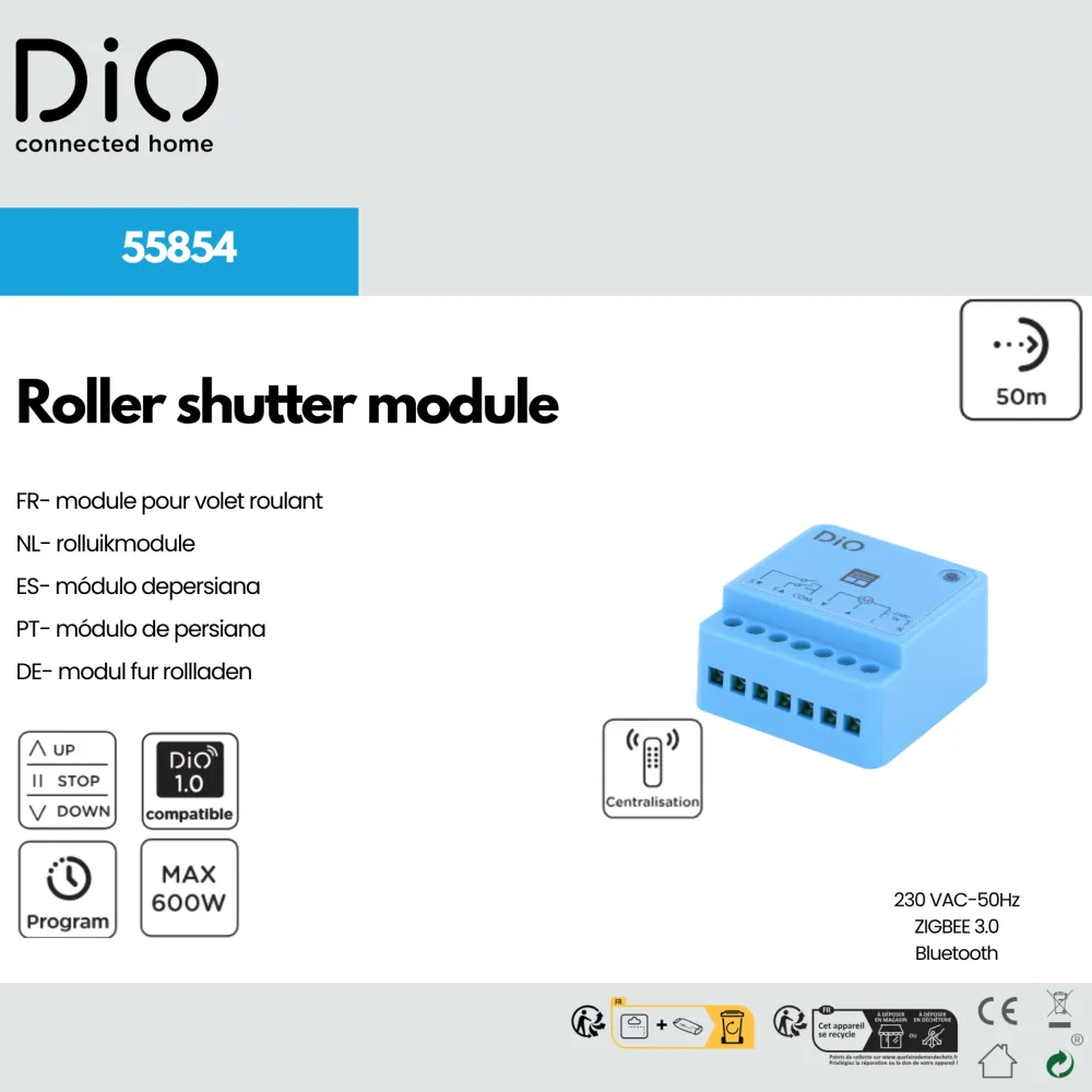 IP67 Waterdicht DIO roller shutter module (433 MHz / Zigbee / BLE)