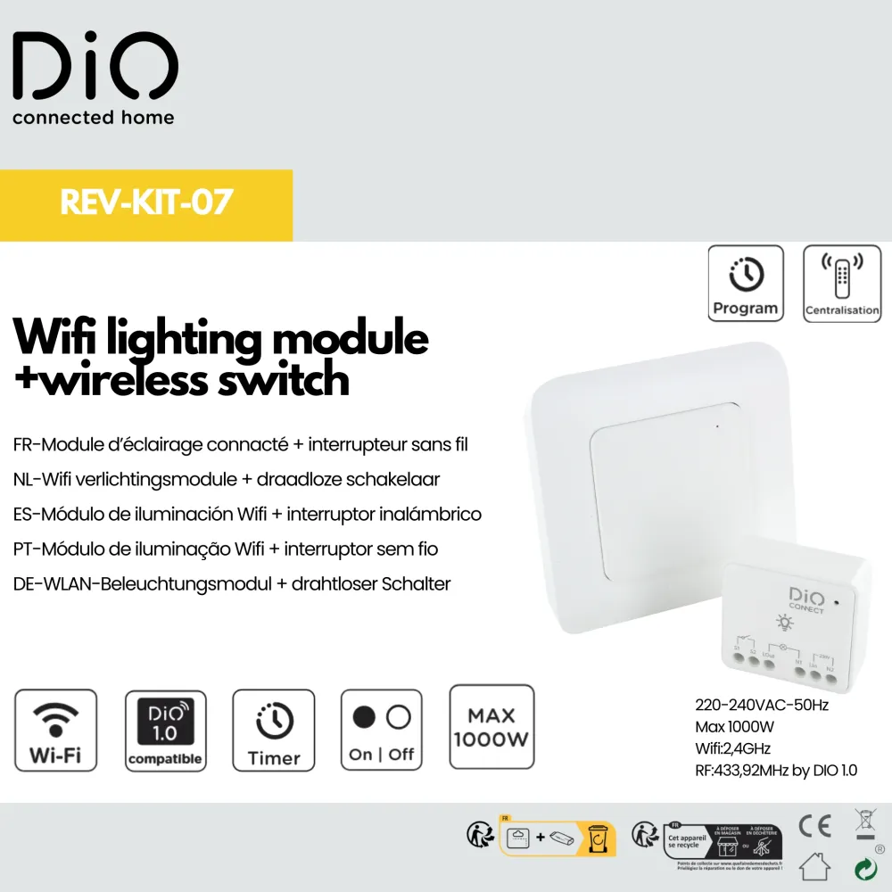 On/off lighting module set + 1 DIO Connect switch voor Industriële Automatisering
