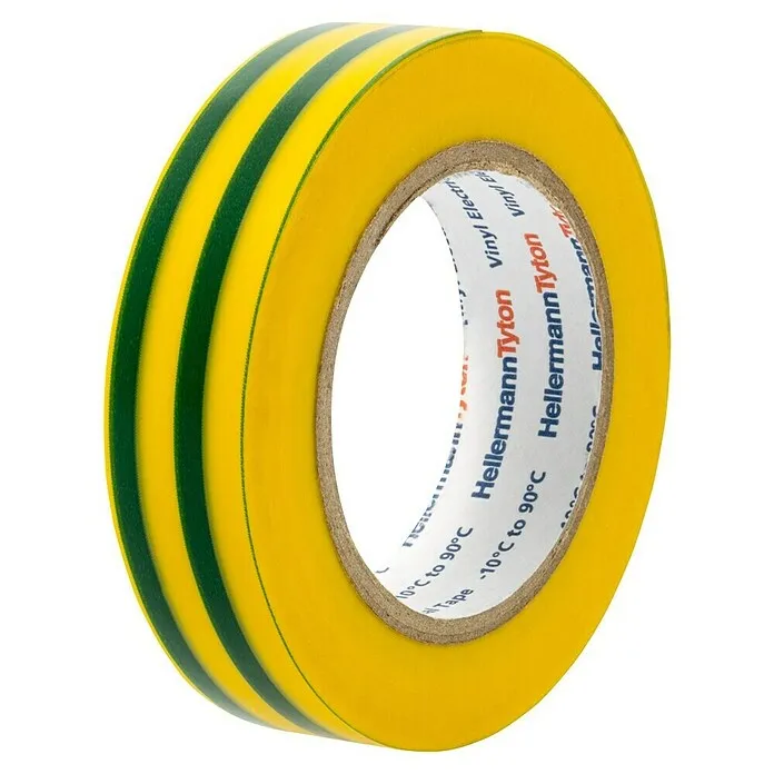 Ibelec Pvc-isolatietape - 6 x 6 mm, Groen/Geel 50mm breedte