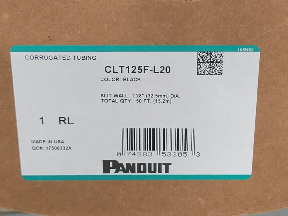 Corrugated Loom Slit Wall Tubing Zwart CLT125F-L20, 1.28" x 50ft