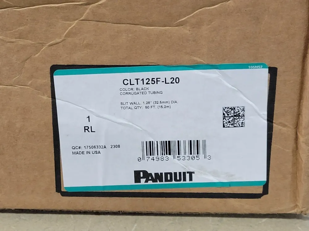 Corrugated Loom Slit Wall Tubing Zwart CLT125F-L20, 1.28" x 50ft