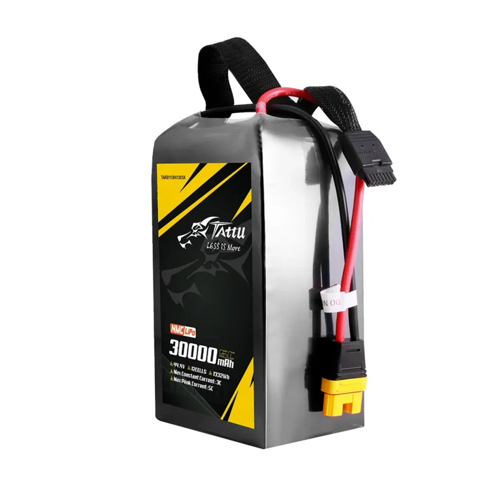 TATTU 30000mAh 12S1P 44.4V 5C Semi-solid LiPo Battery Pack AS150U-F, 284.62Wh/kg Industrial UAVs