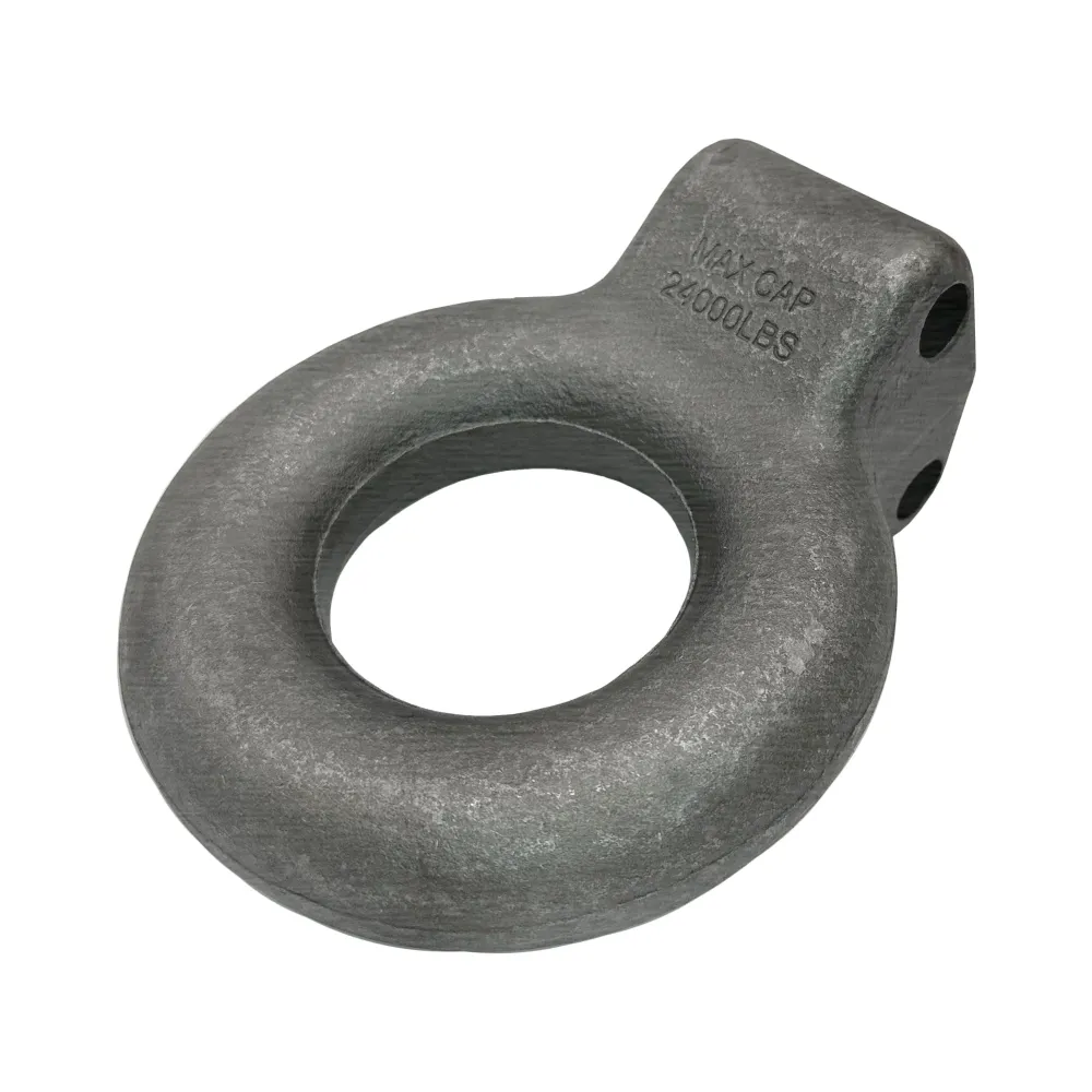 Raw Steel Pintle Hitch Lunette Eye Ring - 24,000 lbs, 3 inch ID - Channel Bracket Mount Trailer
