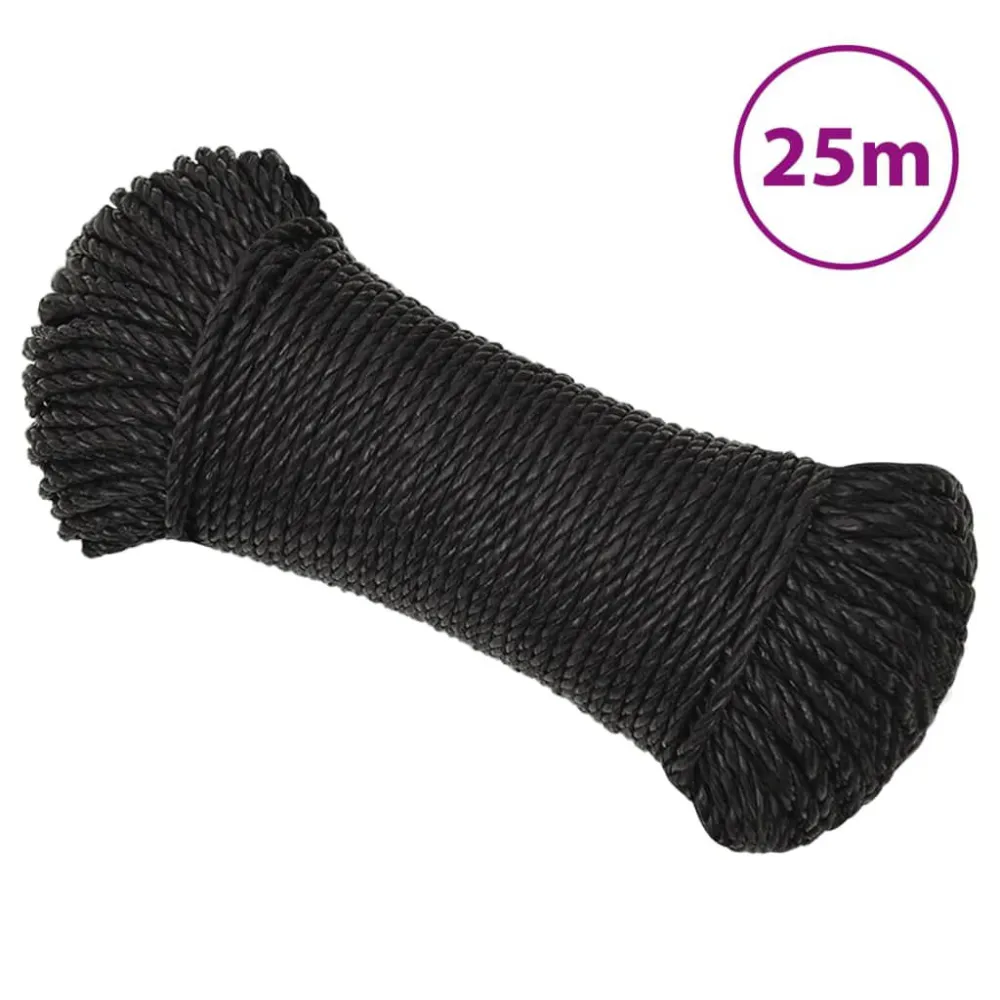 Werktouw 3 mm 25 m polypropeen zwart