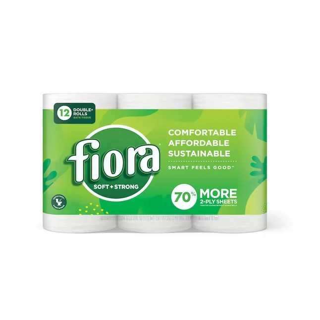 FIORA Soft and Strong 2-Ply Toilet Paper, 12 Rolls, 250 Sheets per Roll, 349.1 Sq. Feet, Harmloos Septic Tanks
