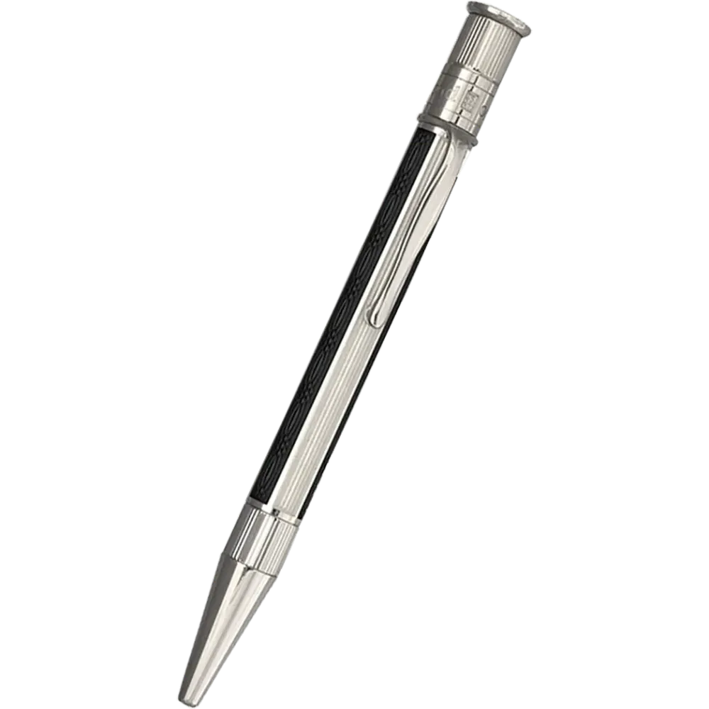 David Oscarson’s Sterling Platinagrijs Guilloche and Hard Enamel Ballpoint Pen Black-White