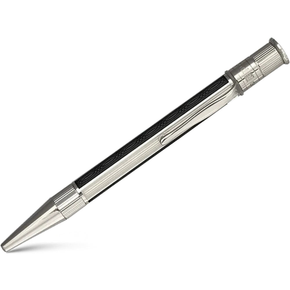 David Oscarson’s Sterling Platinagrijs Guilloche and Hard Enamel Ballpoint Pen Black-White
