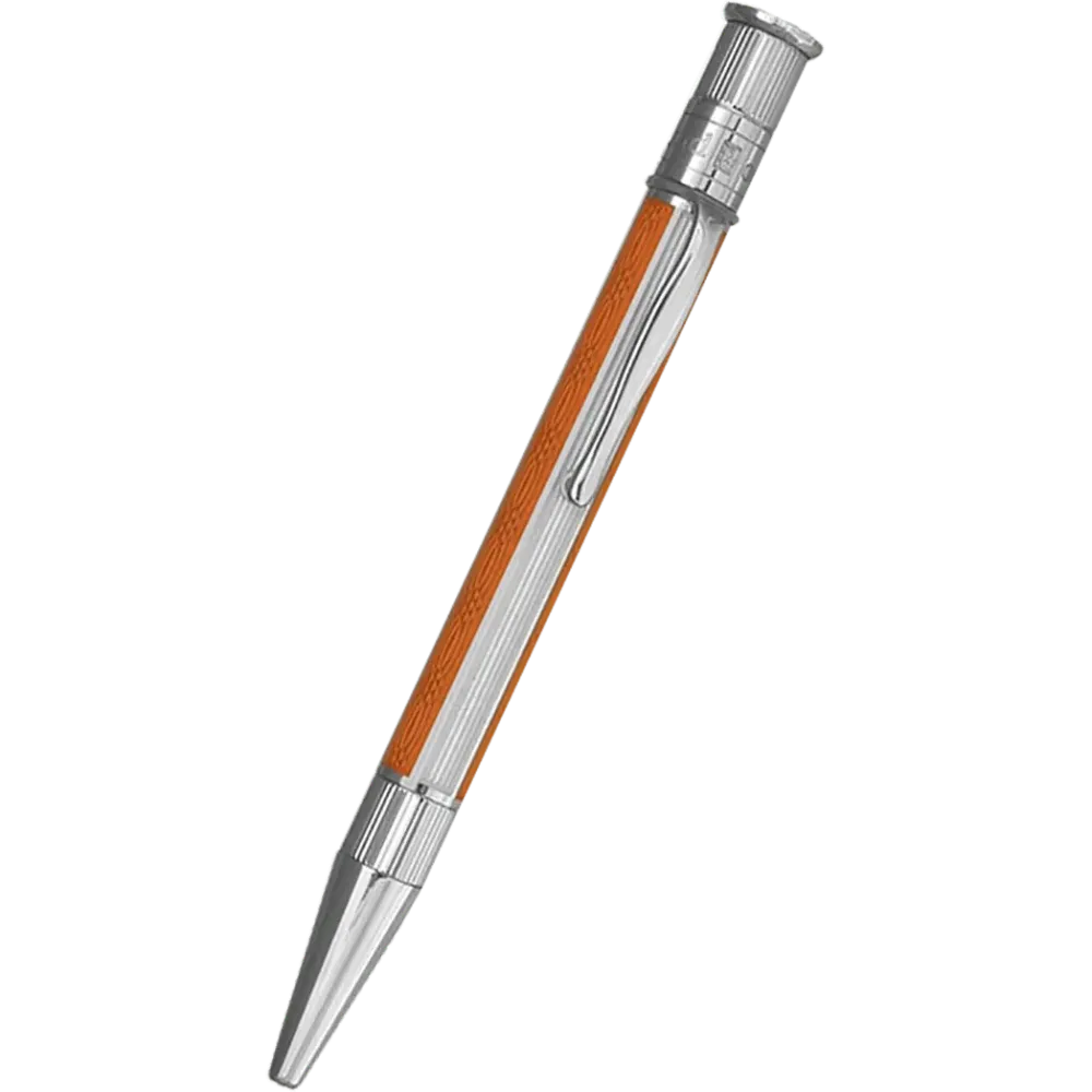 David Oscarson’s Sterling Silver Guilloche and Robuust Enamel Ballpoint Pen Enamel Saffron-White