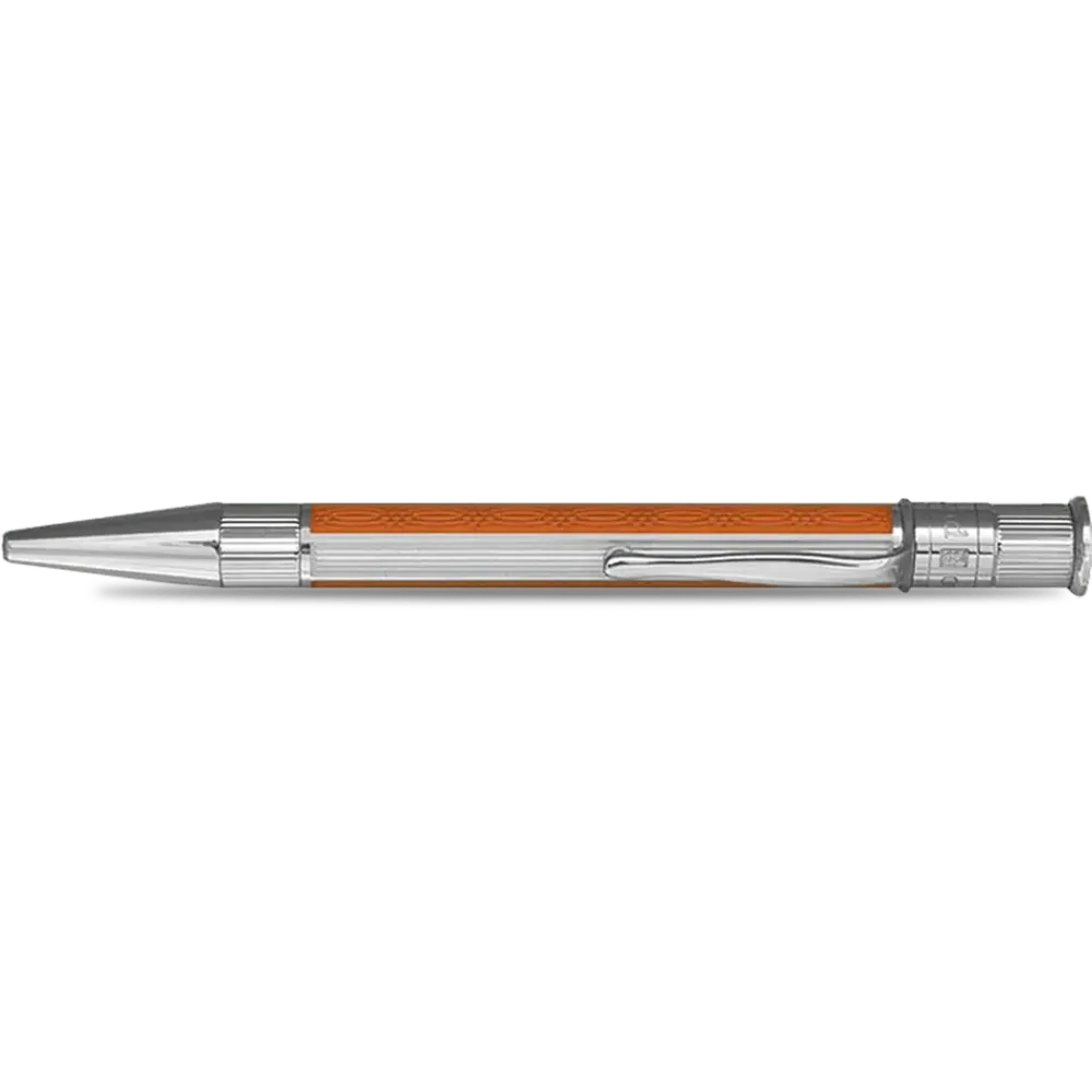 David Oscarson’s Sterling Silver Guilloche and Robuust Enamel Ballpoint Pen Enamel Saffron-White