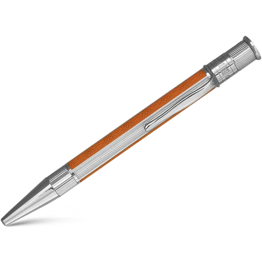 David Oscarson’s Sterling Silver Guilloche and Robuust Enamel Ballpoint Pen Enamel Saffron-White