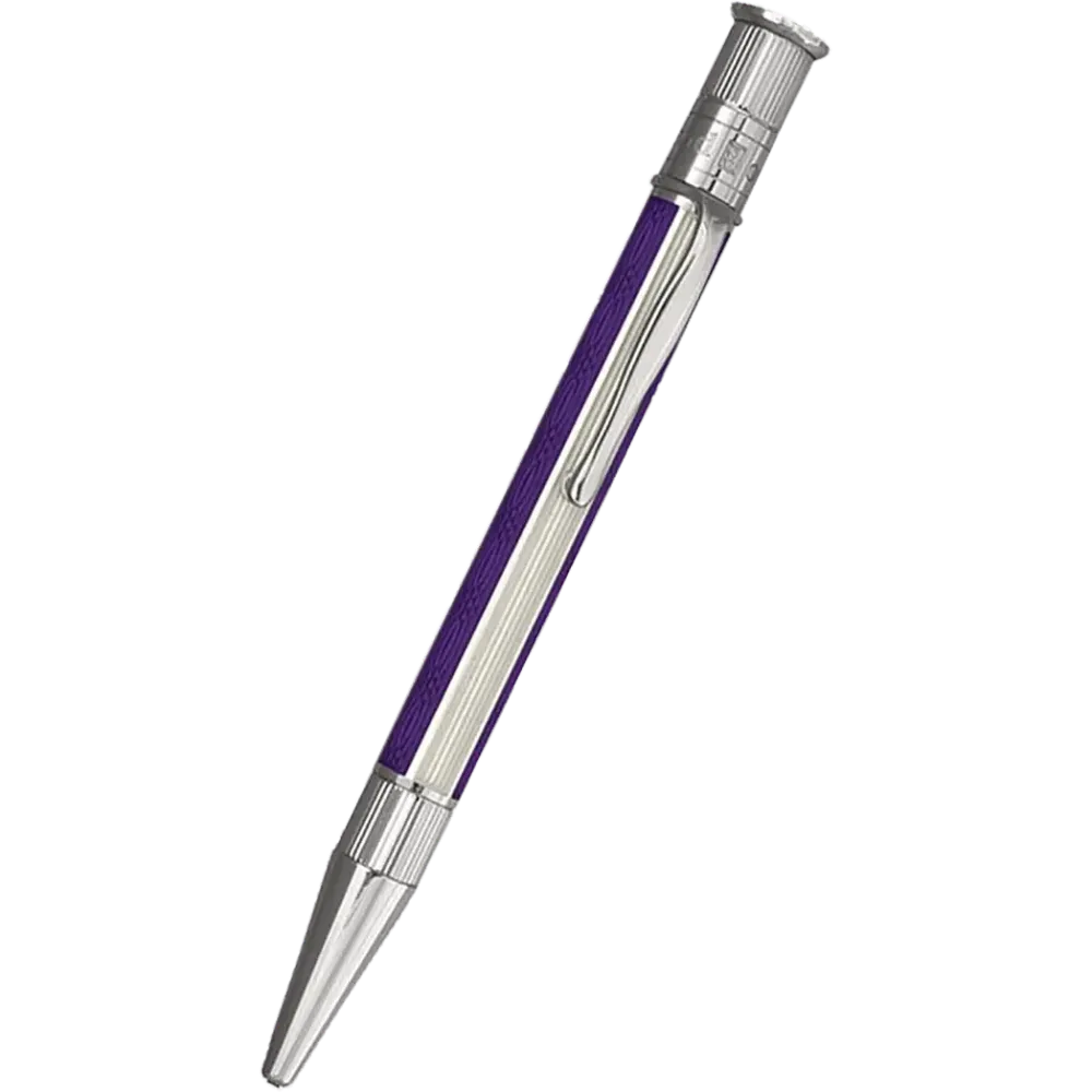David Oscarson’s Sterling Silver Guilloche and Taai Enamel Ballpoint Pen Violet-White