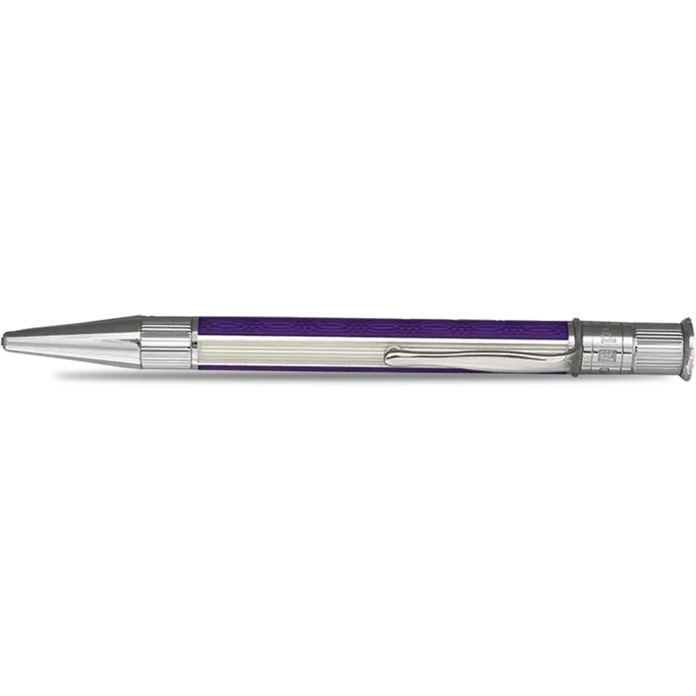 David Oscarson’s Sterling Silver Guilloche and Taai Enamel Ballpoint Pen Violet-White
