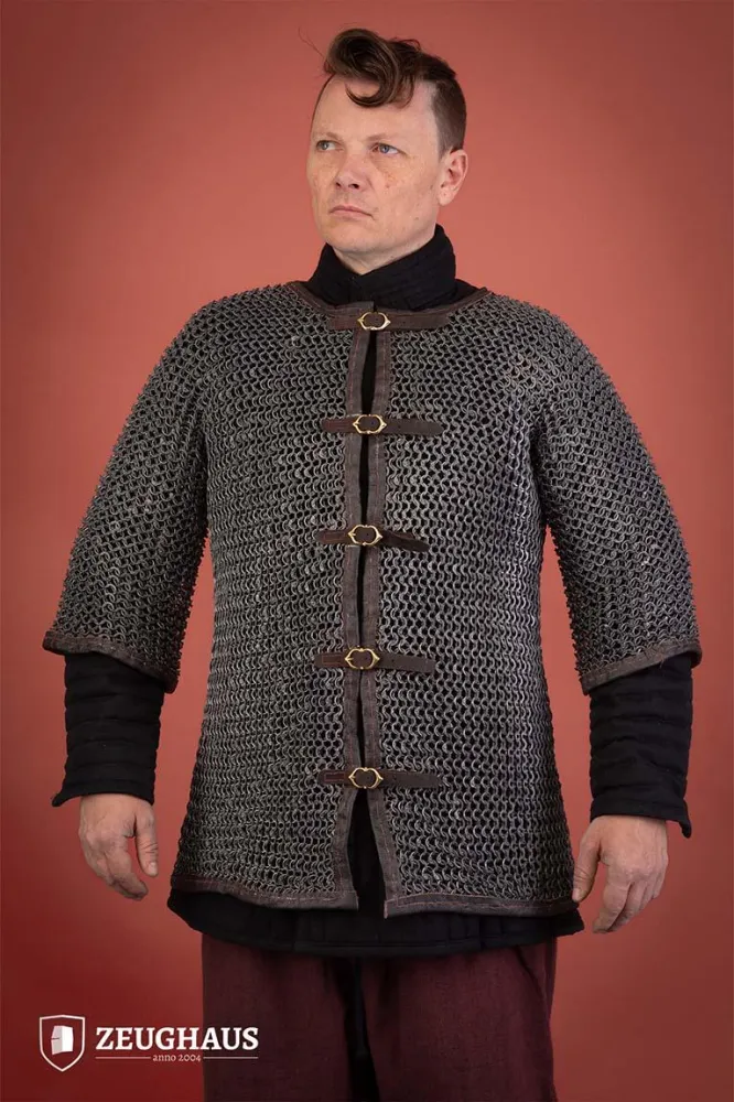 Segmental Chainmail Haubergeon Front Buckles Roundring Riveted 10mm Aluminium S
