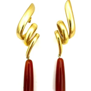 18K Yellow Gouden and Carnelian Earrings