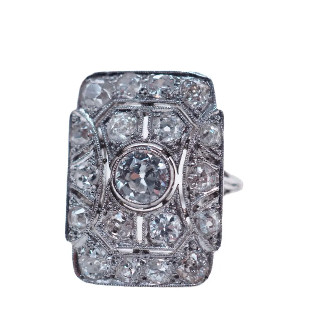 Blinde Rectangular diamond ring Art Deco