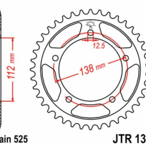 Corona JT SPROCKETS acero estándar 1304 - Paso 525