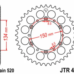 Corona JT SPROCKETS acero estándar 460 - Paso 520