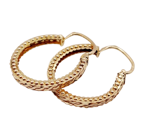 Creoles style Art Deco finely crafted rose goud (circa 1970) Diverse Lengtes