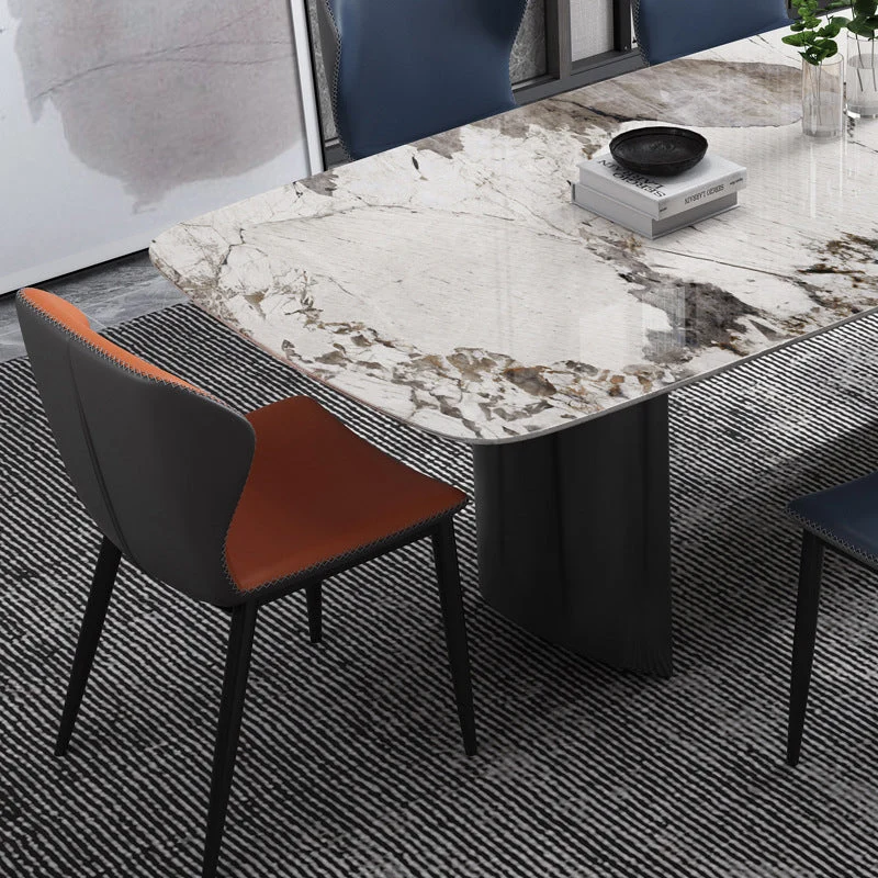 Industrial Style Rectangle Table Sintered Stone Dining Table Metaal Legs met Gegalvaniseerde Afwerking 55