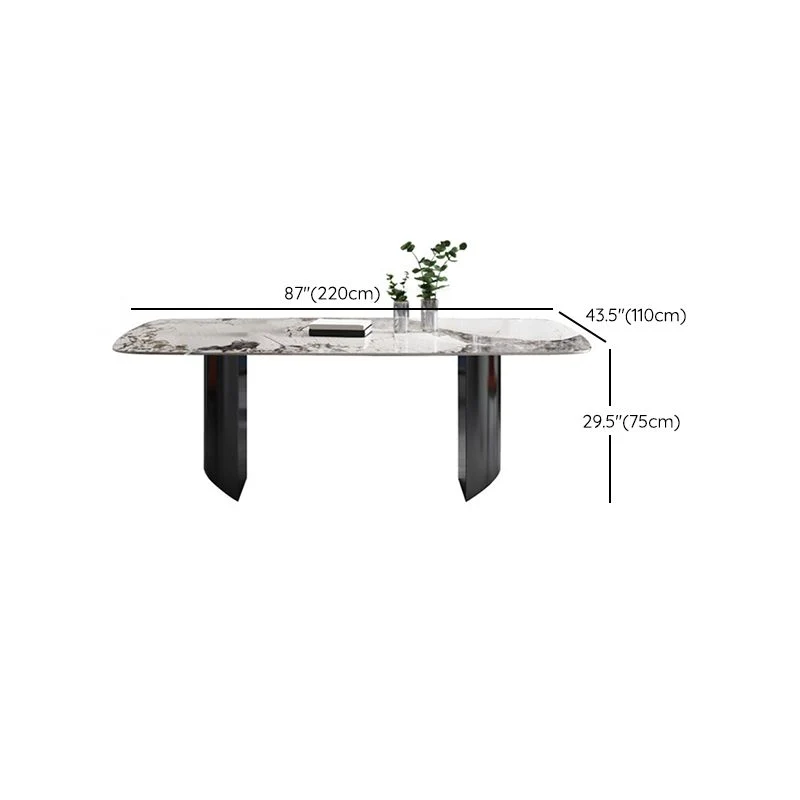 Industrial Style Rectangle Table Sintered Stone Dining Table Metaal Legs met Gegalvaniseerde Afwerking 55