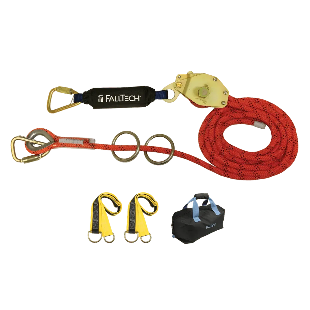 Koperen FALLTECH 60' Temporary Rope HLL System; 2-Person w/ Kernmantle Rope