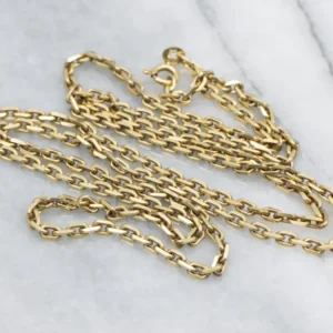 Long 28-Inch Citroengeel Gold Rectangle Link Chain