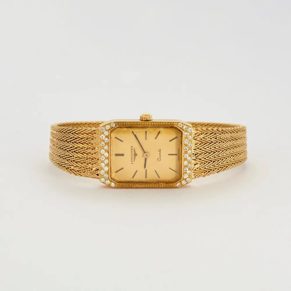 LONGINES-Vintage verguld and diamond jewel watch