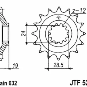 Piñón JT SPROCKETS acero estándar 524 - Paso 630