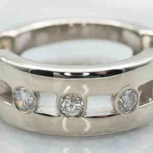 Unisex White Gouden industrial Style Diamond Band