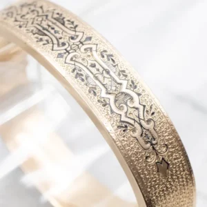 Victorian Era Black Enamel and Verguld Bangle Bracelet