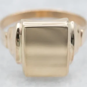 Yellow Gold Rectangular Plain Signet Ring