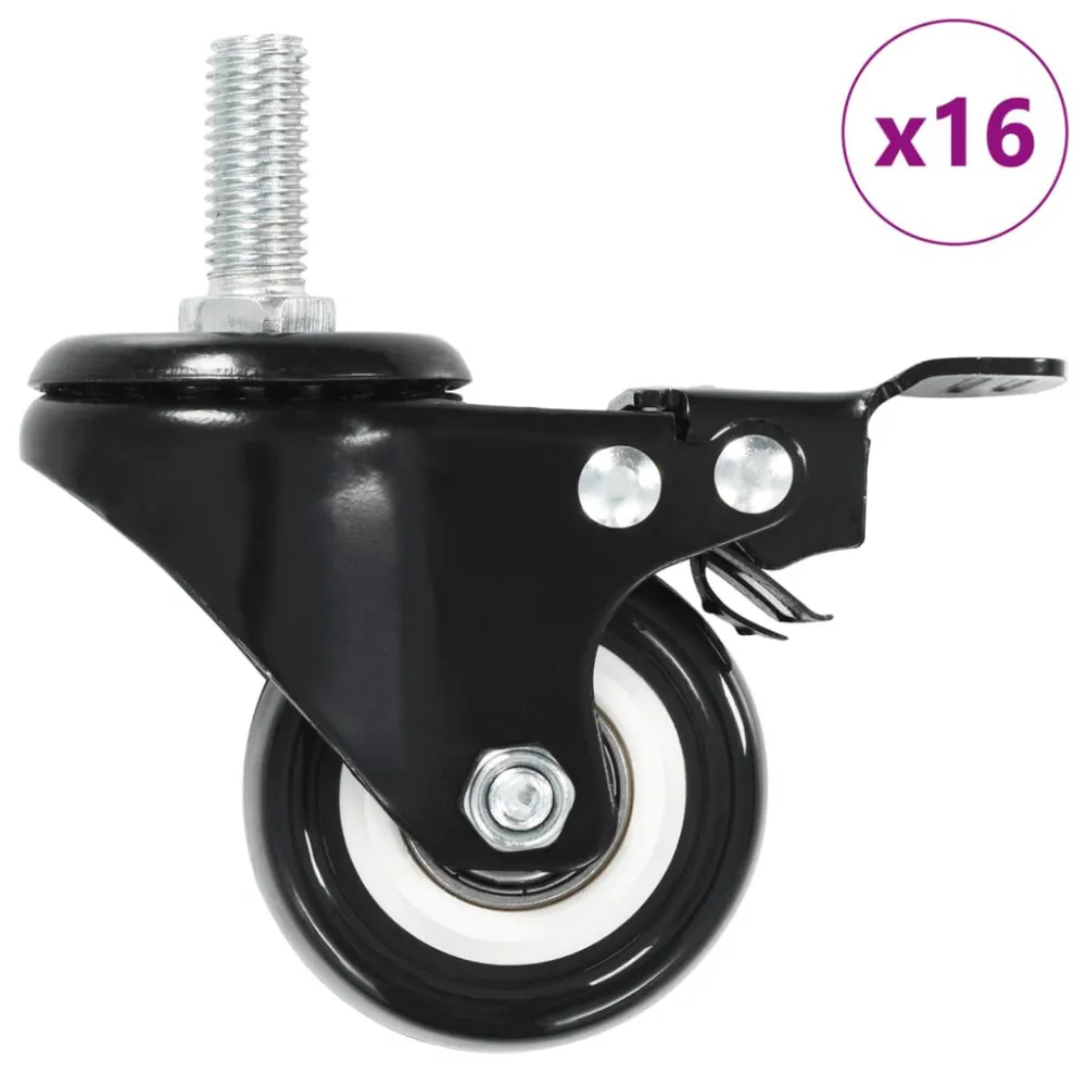 Zwenkwielen 16 st met remmen 50 mm Hoge Treksterkte