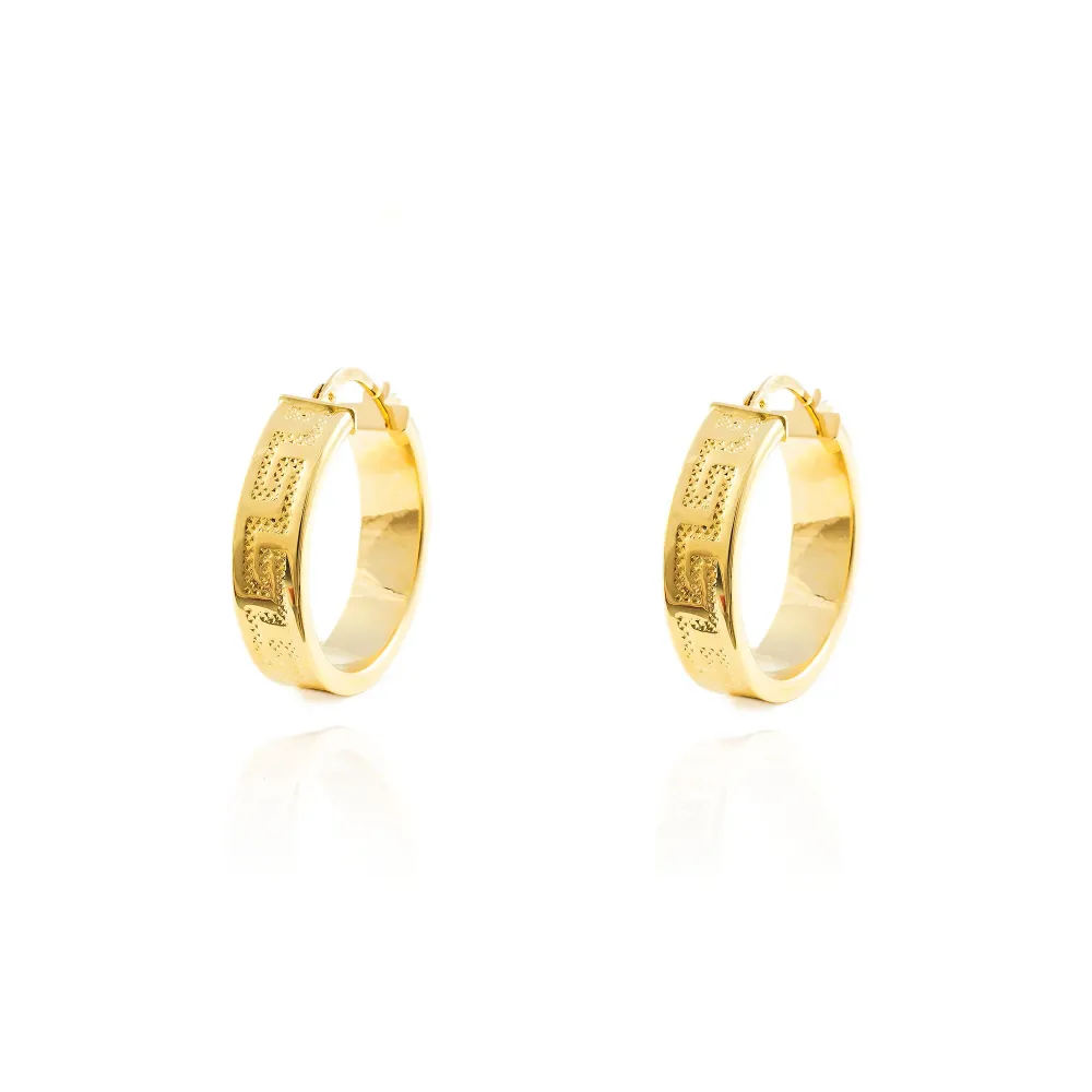 18ct Yellow Gold Greece Hoops Earrings 23x6 mm