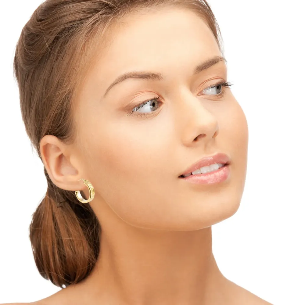 18ct Yellow Gold Greece Hoops Earrings 23x6 mm