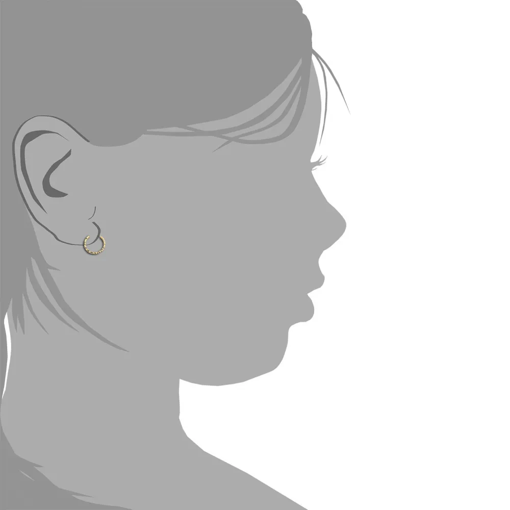 18ct Yellow Gold Square Hoops gekerfd Earrings 14x1 mm