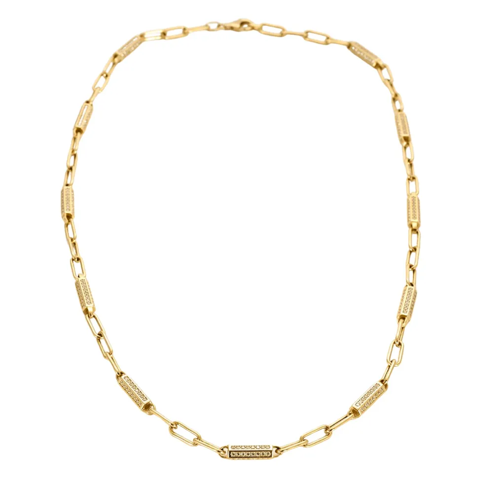 Alternating mesh necklace mosterdgeel gold