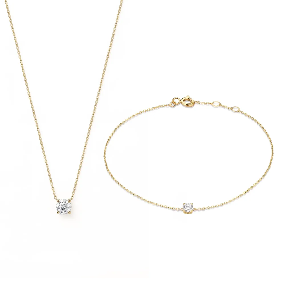Cadeau d'Isabel 14 karaat goud ketting & armband bezet met zirkonia - voor Zwaar Industrieel Gebruik