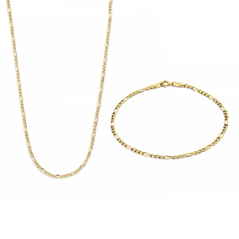 Cadeau d'Isabel 14 karaat gouden ketting en armband giftset met Veiligheidslengte