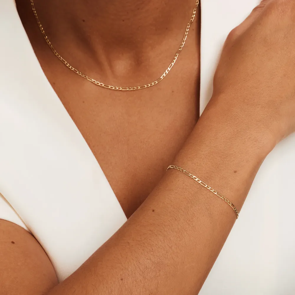 Cadeau d'Isabel 14 karaat gouden ketting en armband giftset met Veiligheidslengte