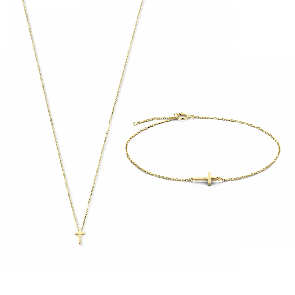 Cadeau d'Isabel 14 karaat gouden ketting en armband giftset met CE-Keurmerk