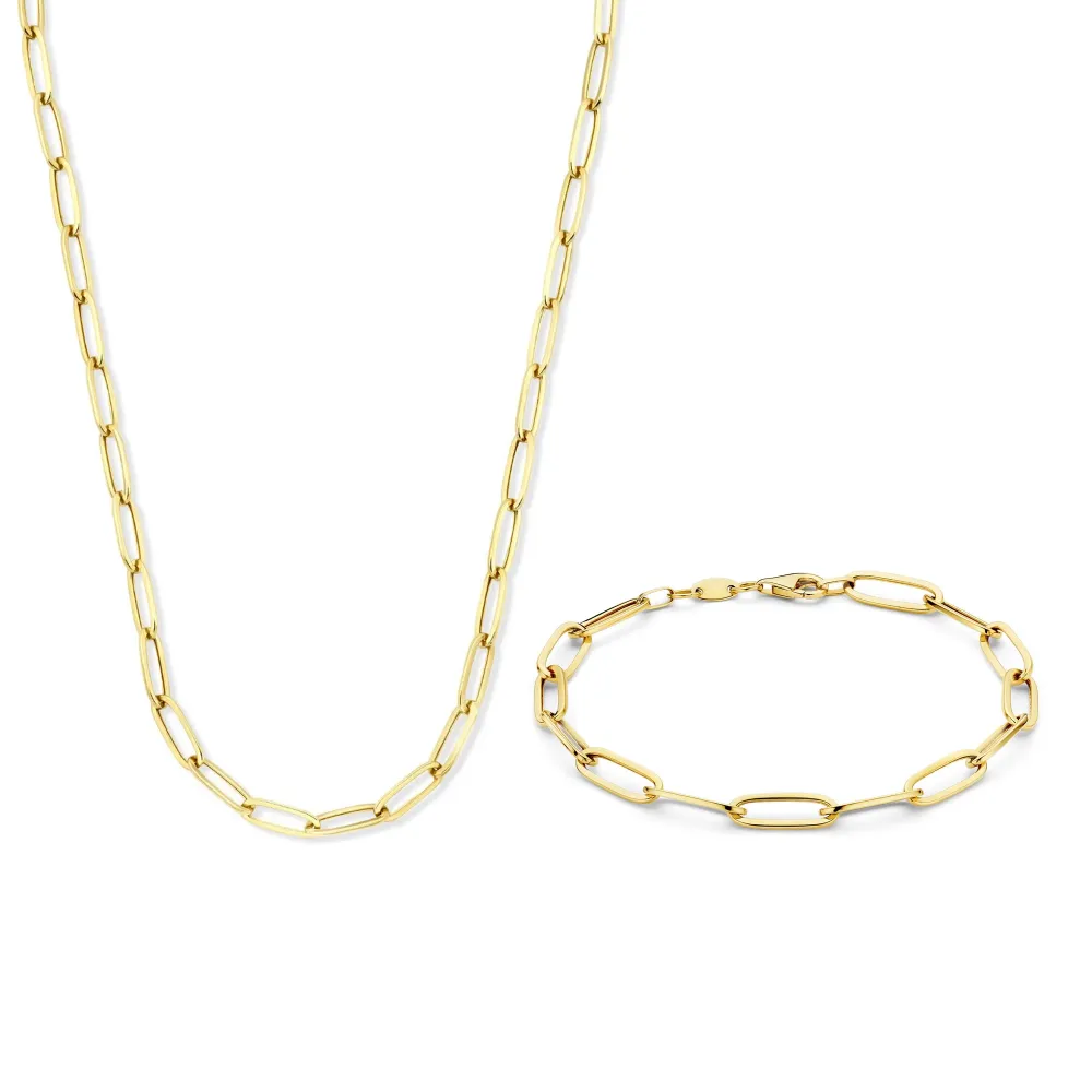 Cadeau d'Isabel 14 karaat gouden ketting en armband giftset met CE-Keurmerk