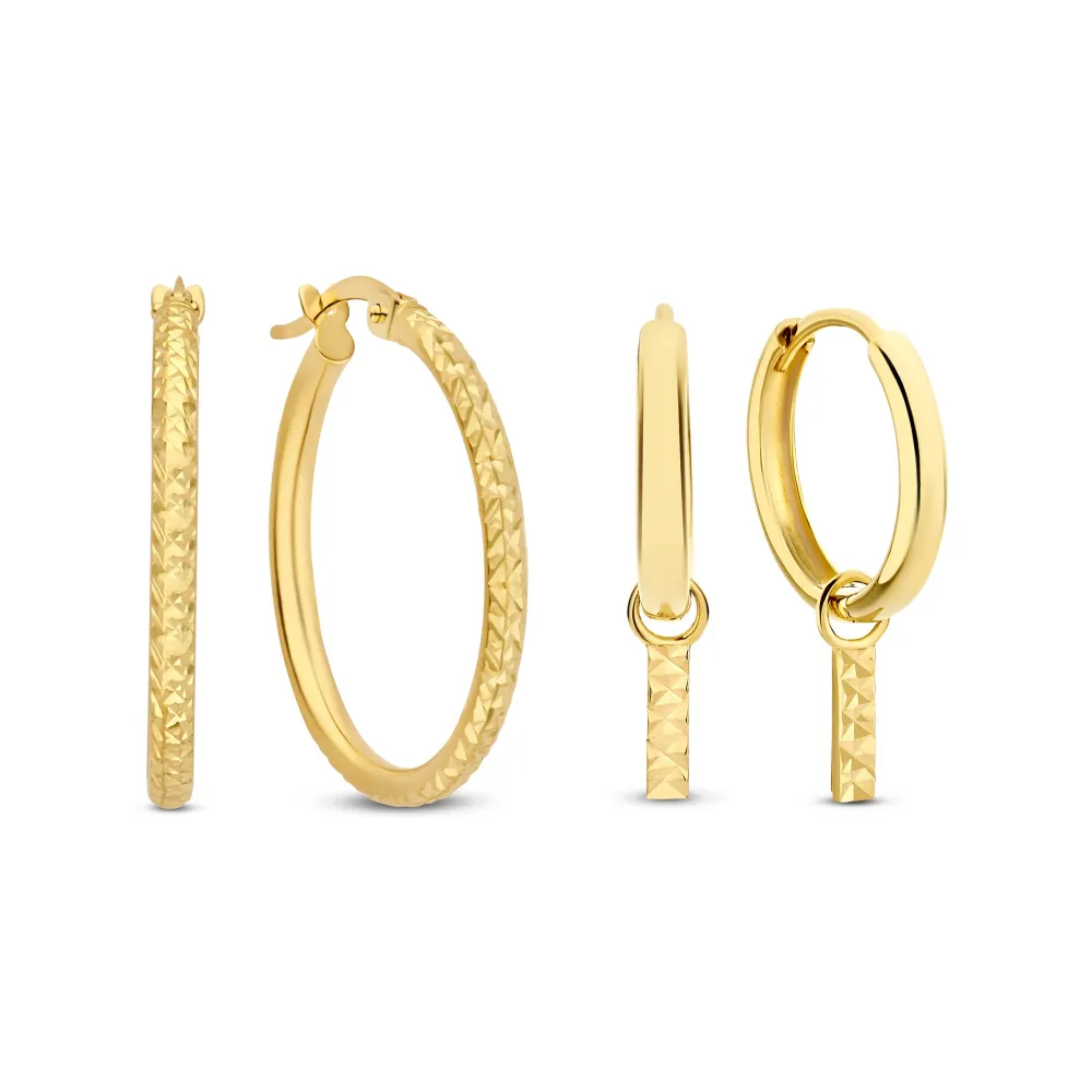Cadeau d'Isabel 14 karaat gouden oorbellen set Compatible met Kettingtakels