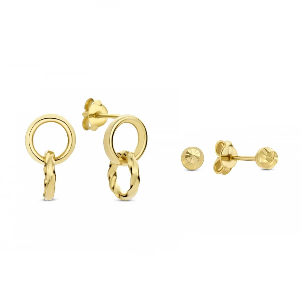 Cadeau d'Isabel 14 karaat gouden oorbellen set voor Hijs- en Hefwerk
