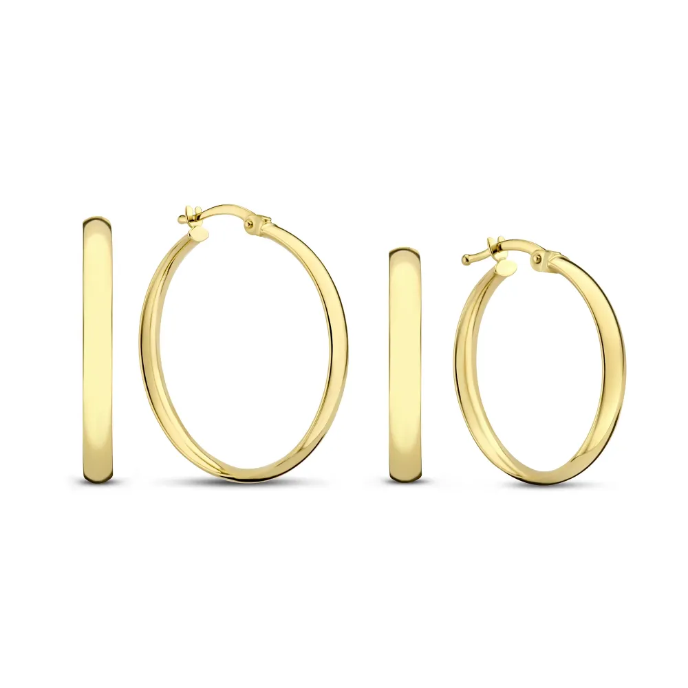 Cadeau d'Isabel 14 karaat gouden oorbellen set met Veiligheidslengte