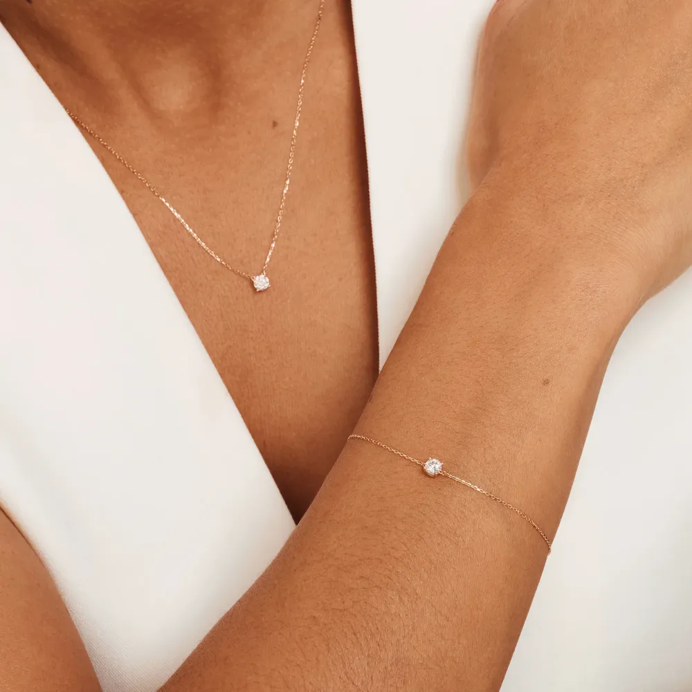 Cadeau d'Isabel 14 karaat roségoud ketting & armband met zirkonia RVS 316